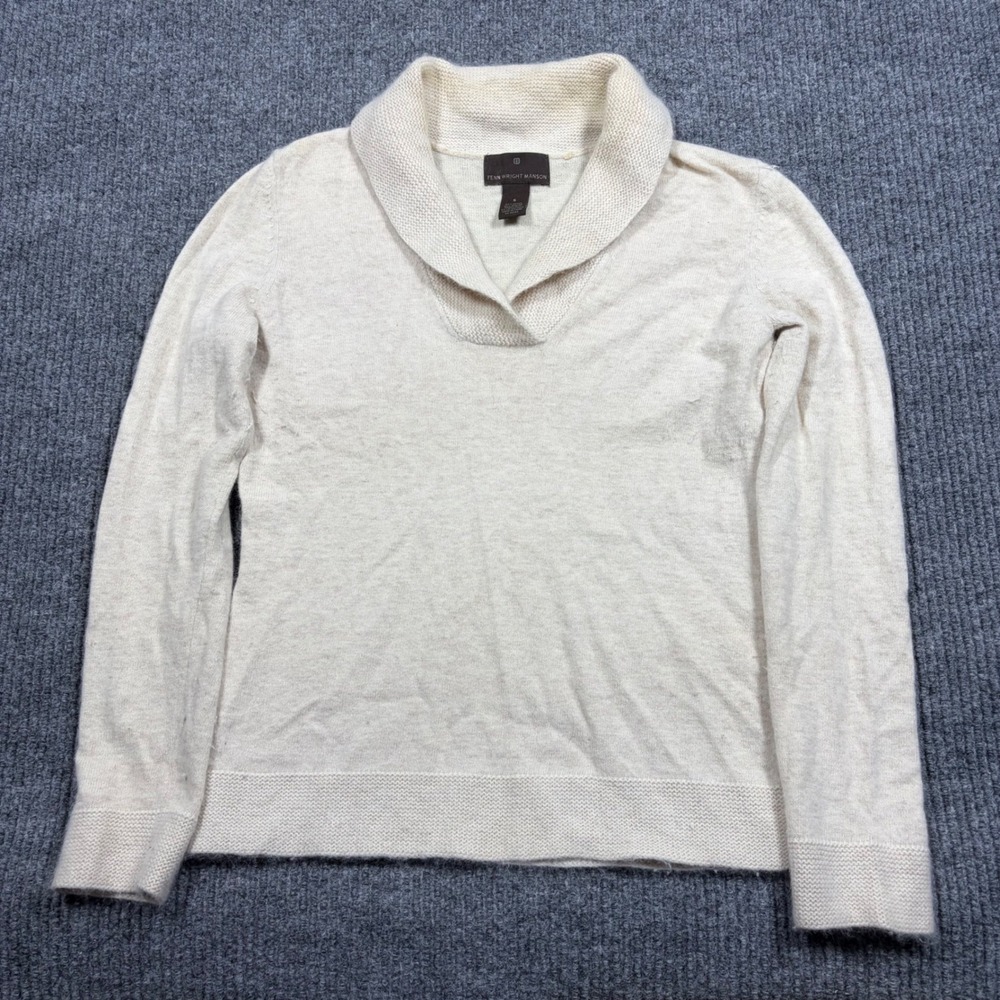 Fenn Wright Manson Sweater Womens S Angora Blend Shawl Collar Cream Y2K